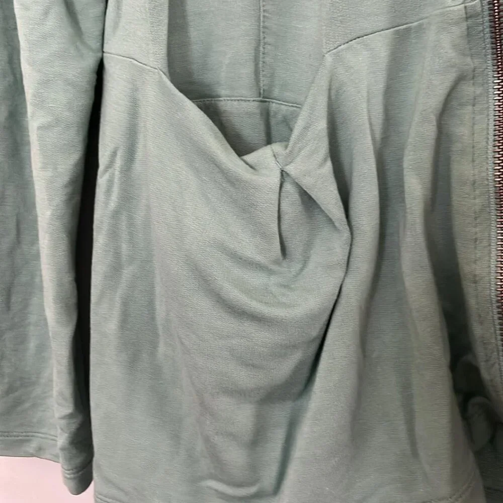 LOGO Full Zip Hooded Jacket SZ Lg Green Long Sleeve Pockets Athleisure Transitio